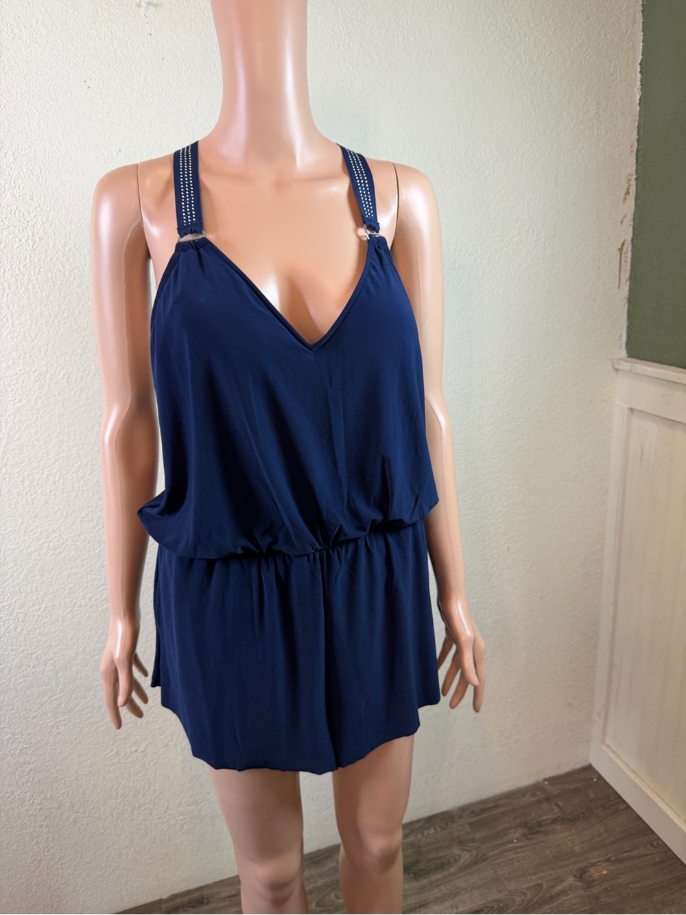 NWT MagicSuit Miracles Hit Swimsuit Gabby Romper Women's 12 Navy One Piece $174 - Picture 10 of 16